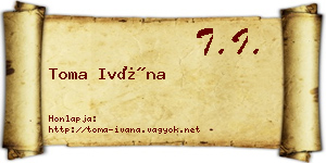 Toma Ivána névjegykártya